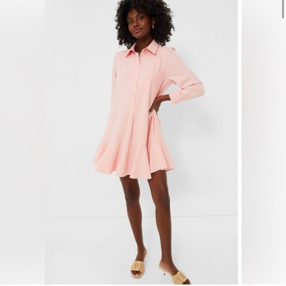 TUCKERNUCK Crepe Callahan Shirt Dress in Peach Size XL NWT - Picture 1 of 14